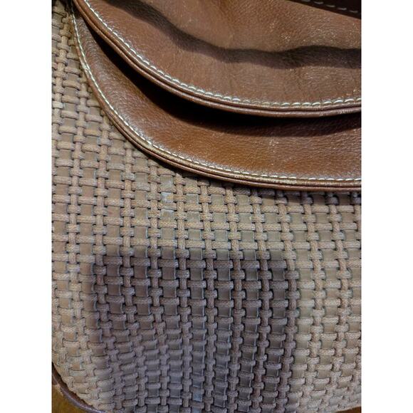 Vintage Carla Marci Made In Italy Genuine Leather Woven Shoulder Bag Large - Picture 3 of 11
